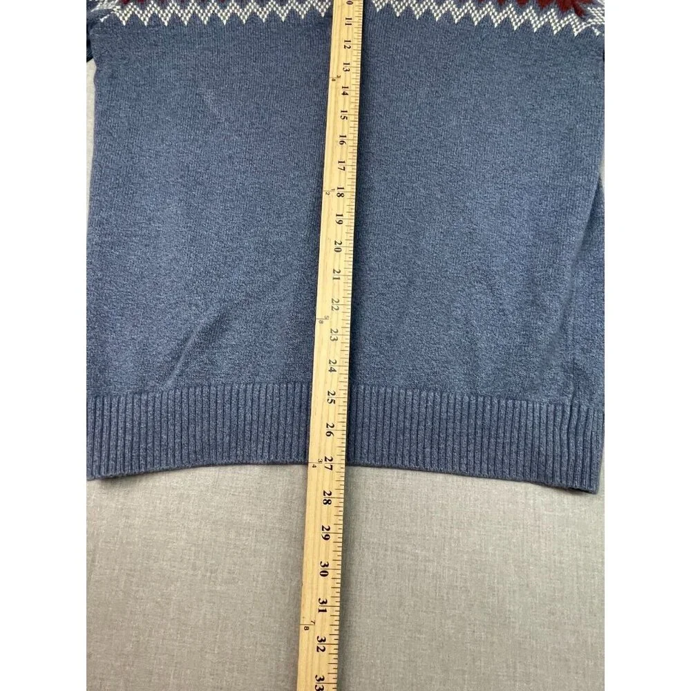 Izod Men's Blue Multicolor Button Mock Neck Knit Long Sleeve Sweater Medium USED - Picture 4 of 6
